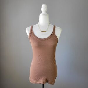 C&C CALIFORNIA // tan mink super soft 100% cotton banded strap tank top